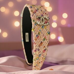 Baby Pink Tweed Sequin Headband